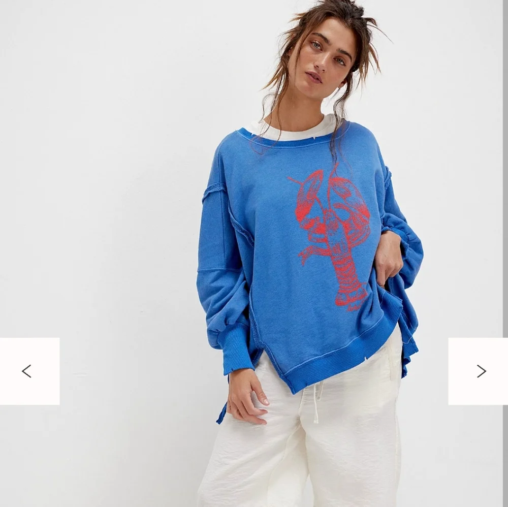 We The Free Blue Sweatshirt with Red Lobster Graphic - Picture 3 of 4